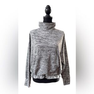Kyodan Brushed Black and White Cowl Neck Sweater with Dolman Sleeves